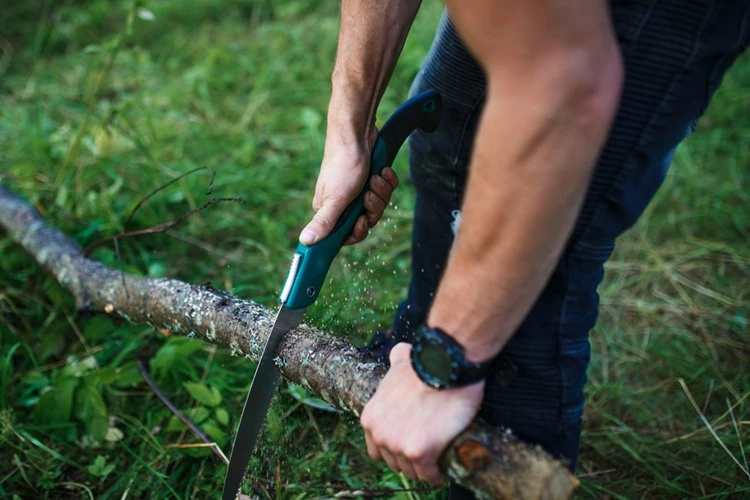 tree-stump-removal-handsaw-500px Person using a hand saw to cut up a tree and remove stump